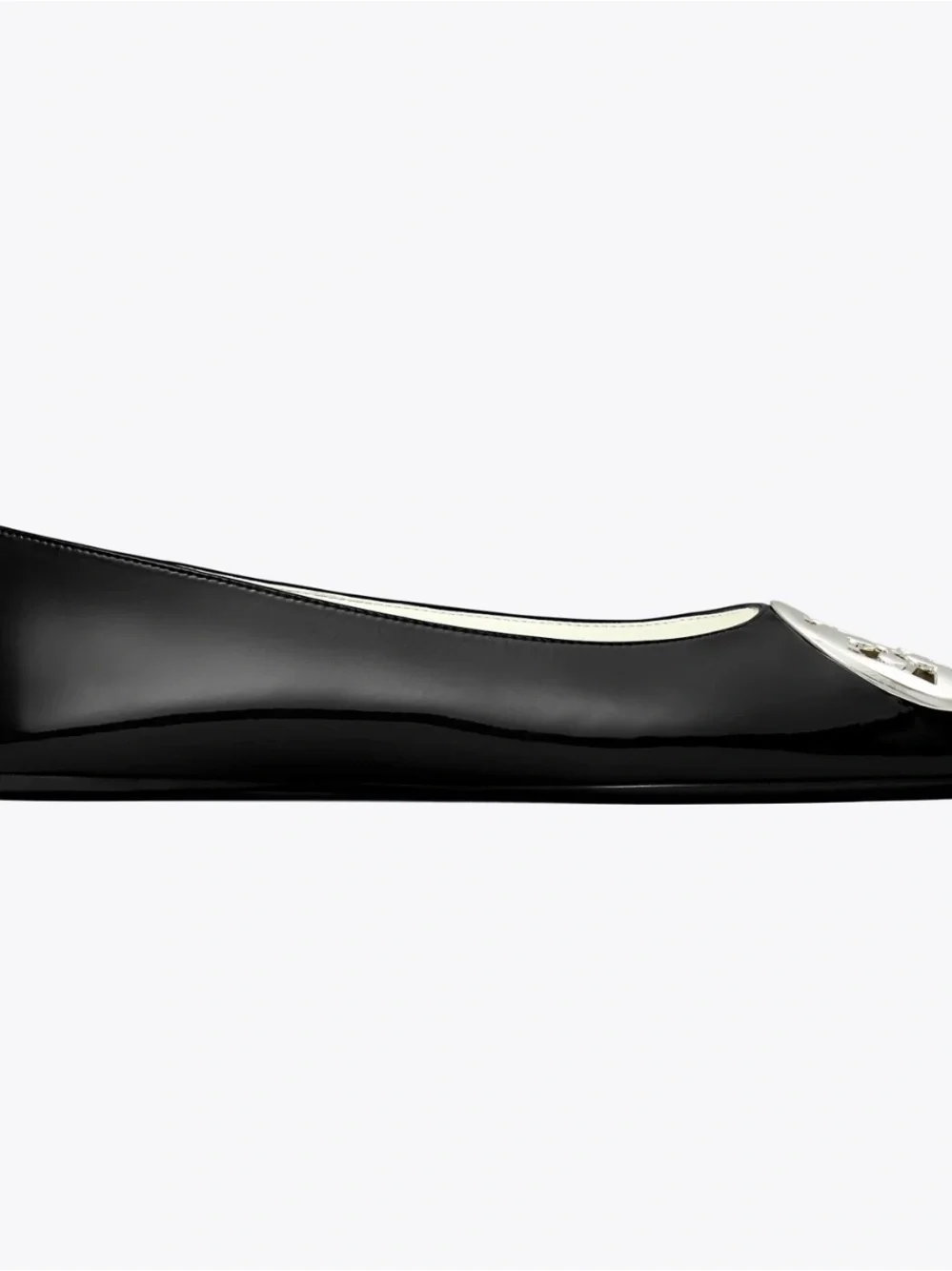NWT REVA Tory Burch Black Patent Logo Medallion Ballet Flats size 11M